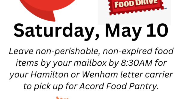 Wenham PD Shares Information About Upcoming Stamp Out Hunger Food Drive